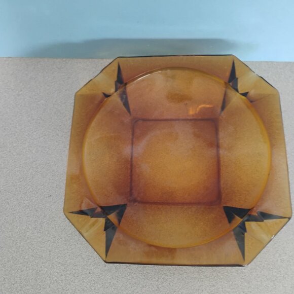 Viking Glass Vintage Amber Ashtray MCM - Picture 3 of 4